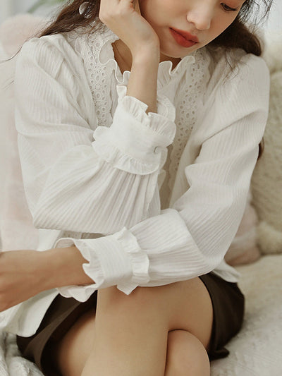 Hannah Retro Lace Auricular Collar Shirt