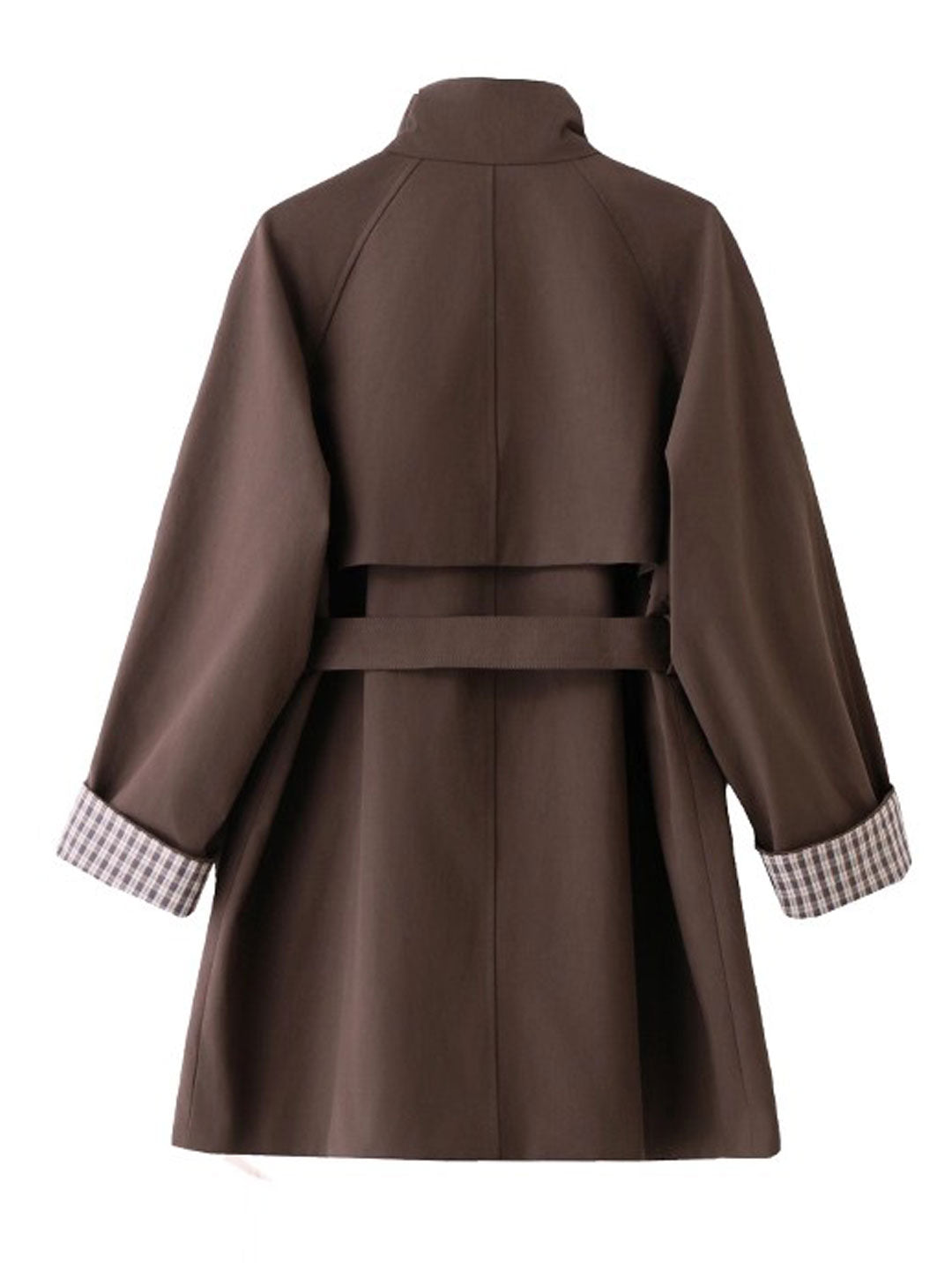 Emily Daily Suit Collar Belted Solid Color Trench Coat