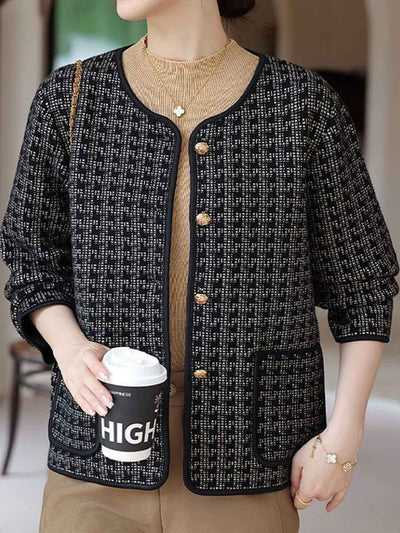 Hannah Elegant Crew Neck Tweed Coat