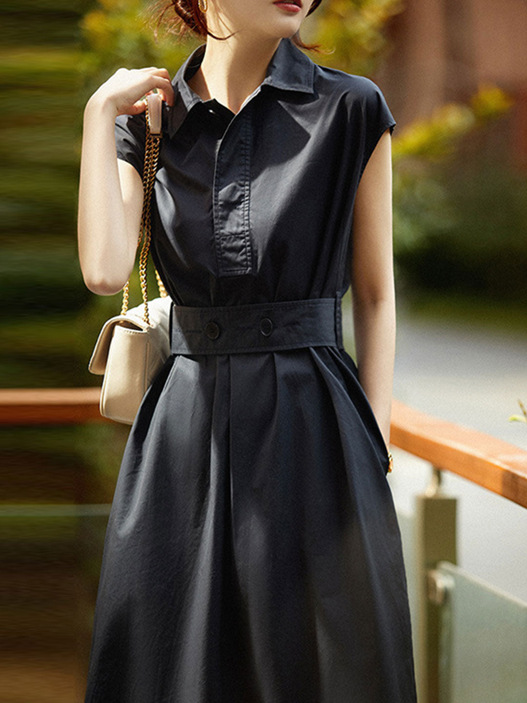 Zoey Elegant V-Neck Lapel Waist Dress