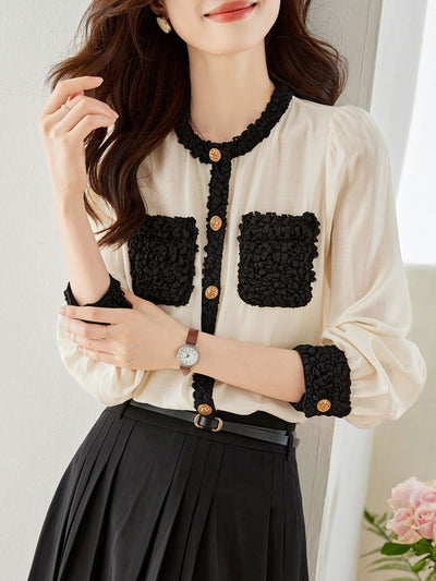 Sofia Retro Puff Sleeve Chiffon Top