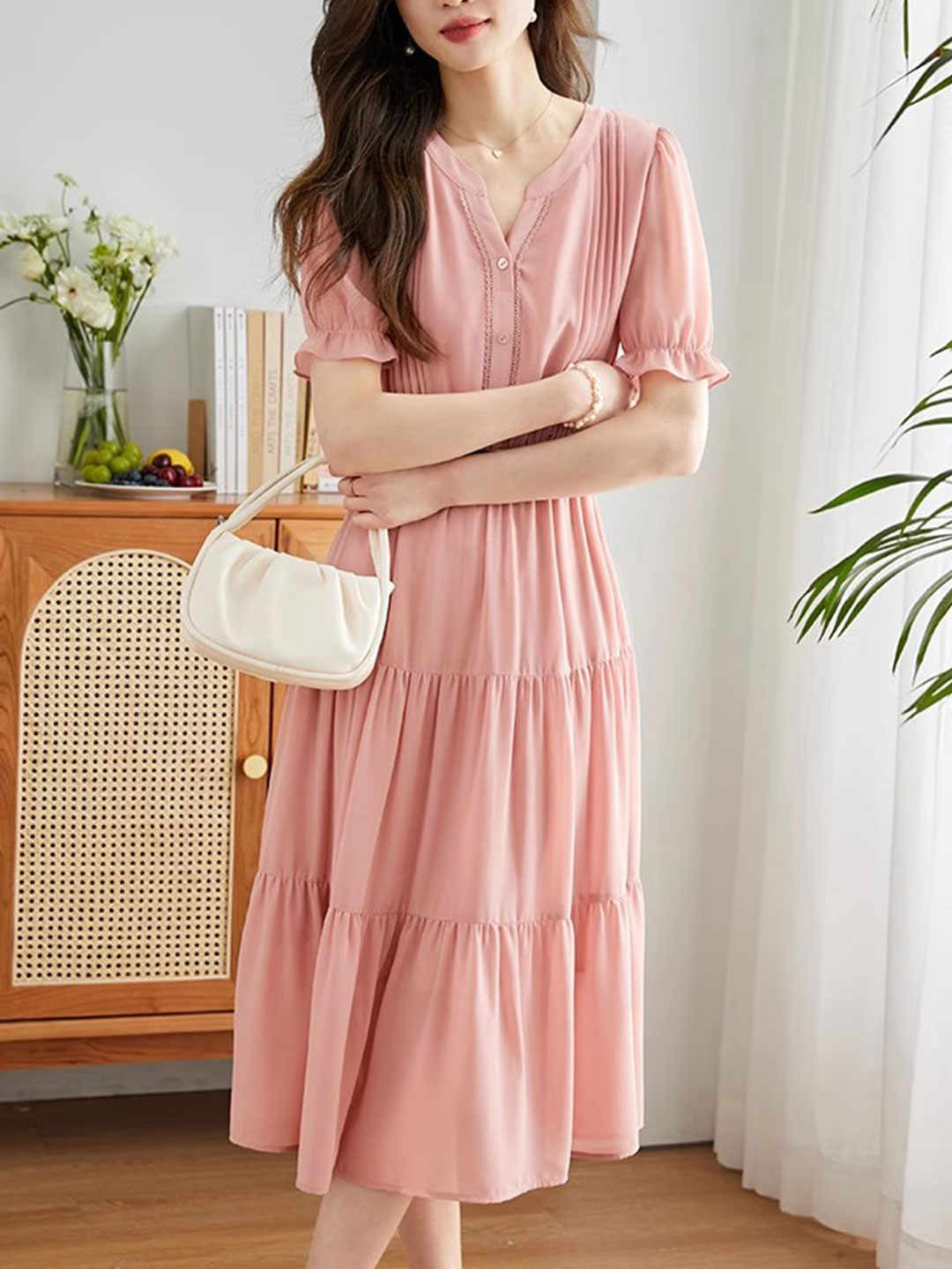 Makayla Vacation Ruffle Chiffon Dress