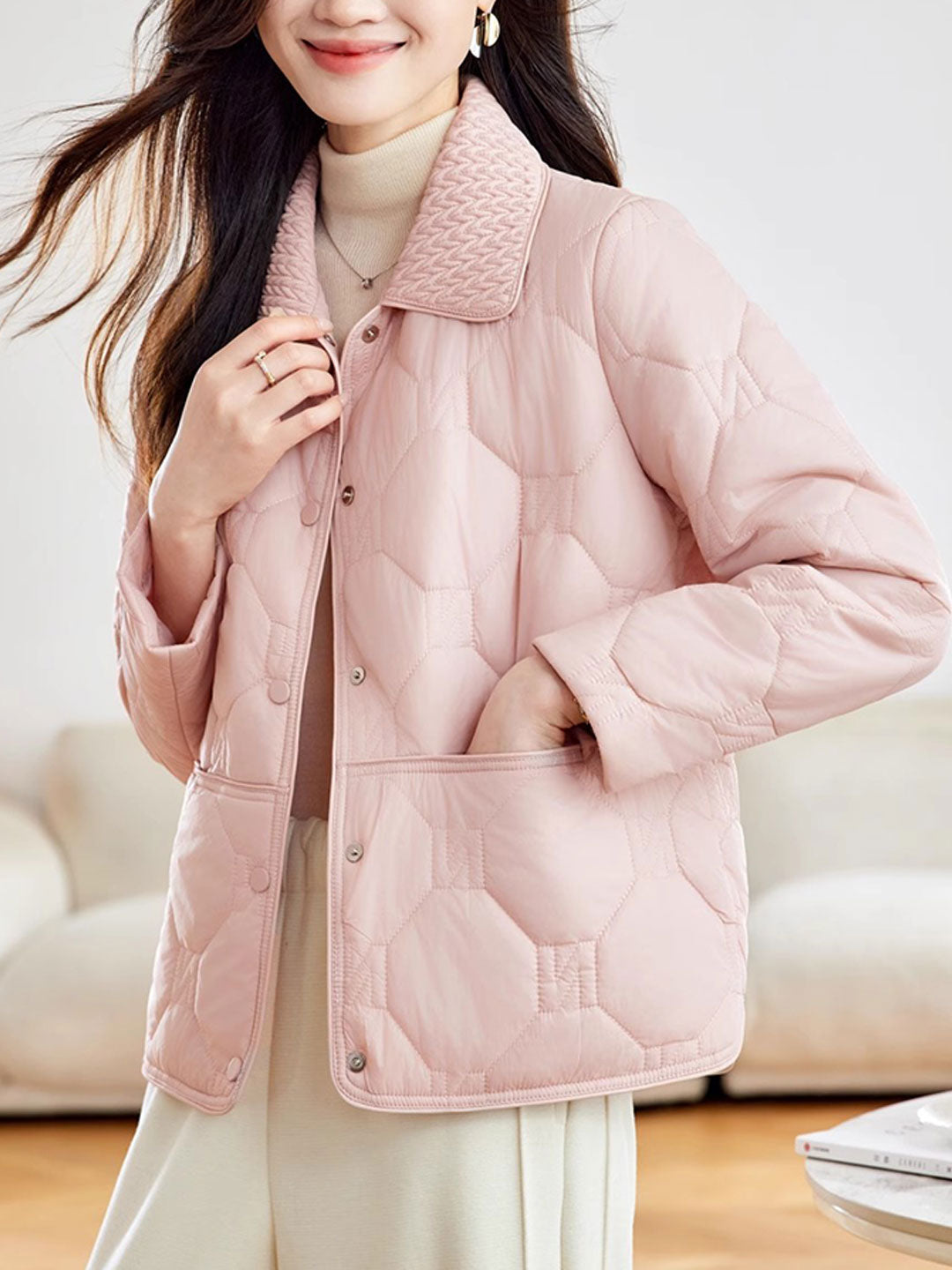 Ella Classic Lapel Solid Color Winter Coat