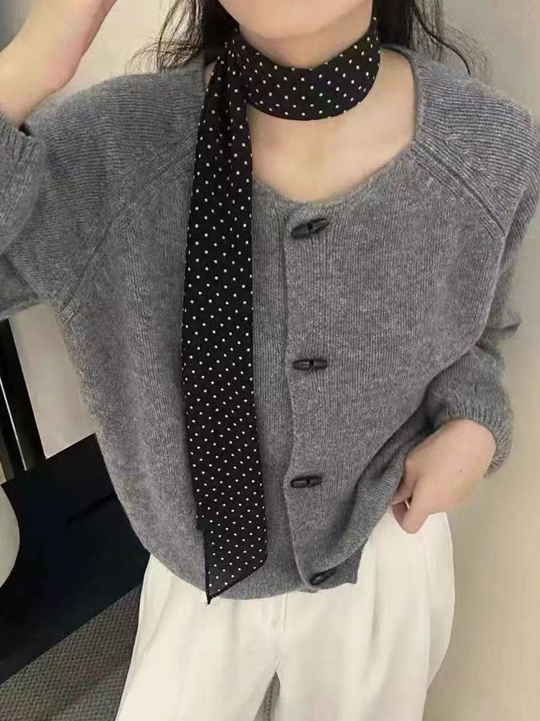 Zoe Loose Crew Neck Duffle Knitted Cardigan