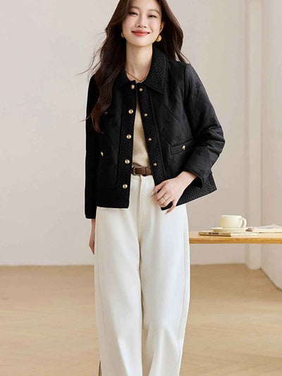 Emily Daily Lapel Floral Embroidered Winter Coat