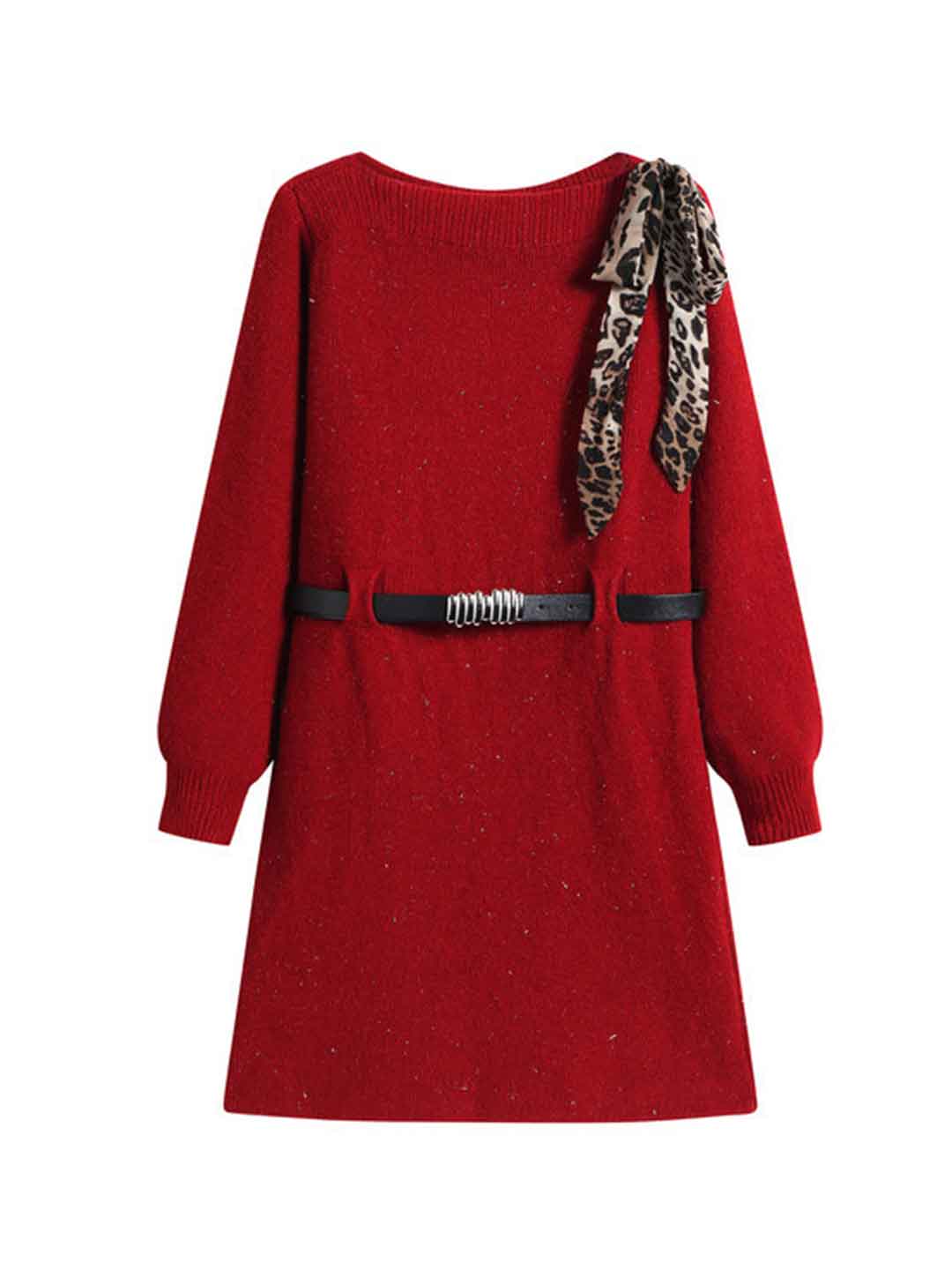 Taylor Casual Crew Neck Scarf Knitted Dress