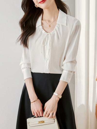 Sophia Elegant Drawstring Bow Shirt