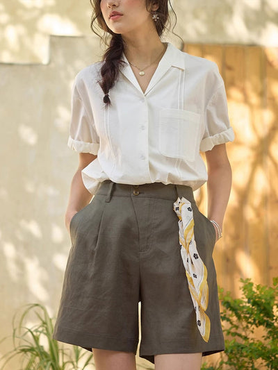 Ava Casual Lapel Solid Color Shirt