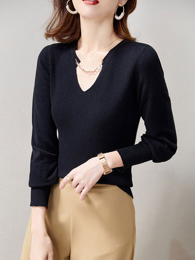 Emily Classic V-Neck Knitted Top