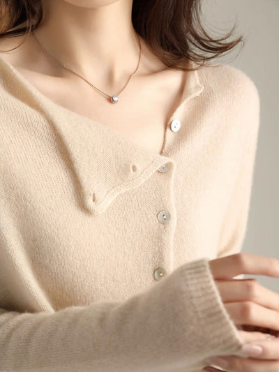 Kayla Classic Crew Neck Knitted Cardigan-Yellow