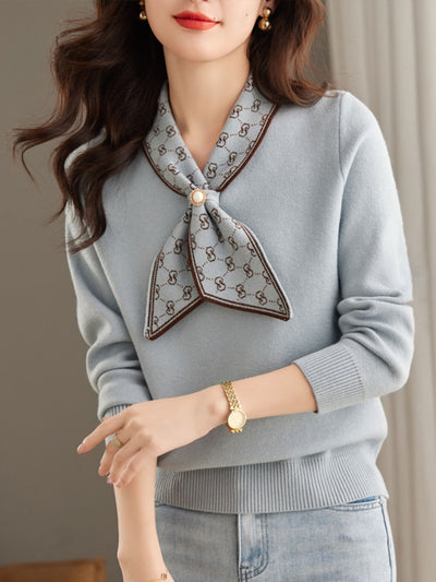 Isabella Casual Bow Knitted Pullover Sweater