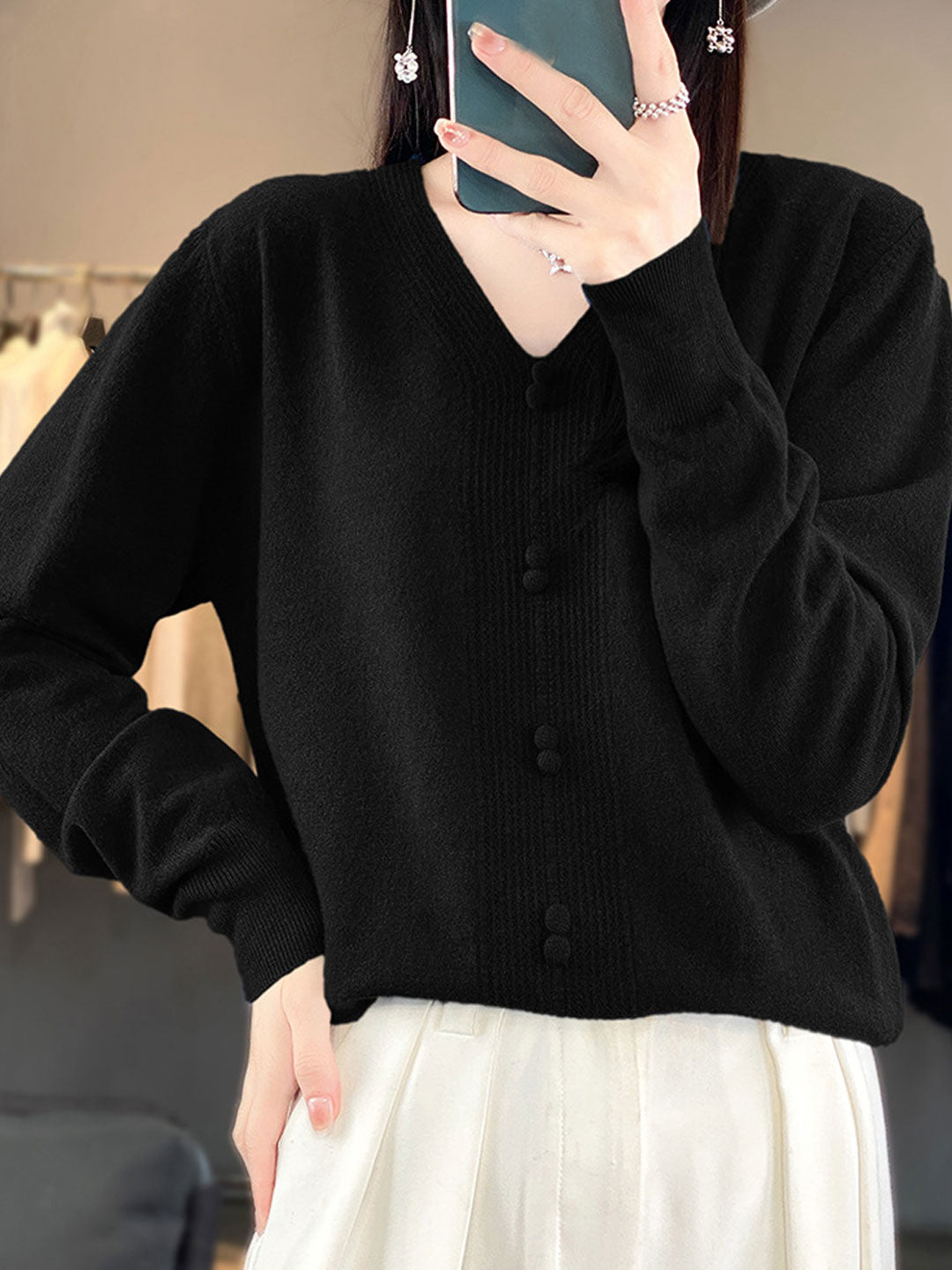 Abigail Casual V-neck Loose Knitted Sweater