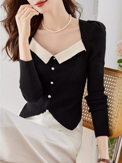Jessica Retro Color Block Knitted Top