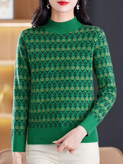 Brianna Classic Jacquard Turtleneck Knitted Sweater