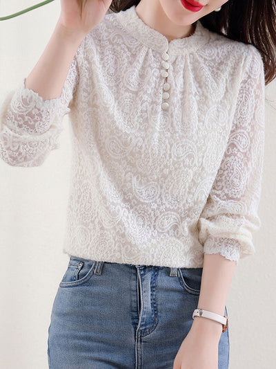 Paige Vintage Button Lace Top