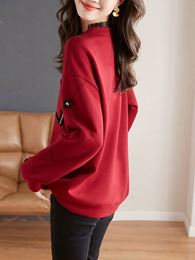 Olivia Casual Auricular Embroidered Sweatshirt