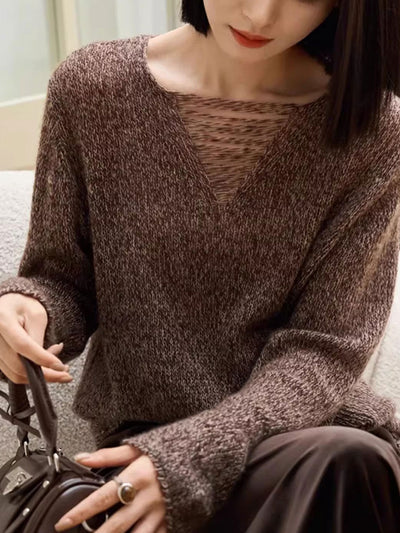 Mia Casual Crew Neck Hollow Knitted Top