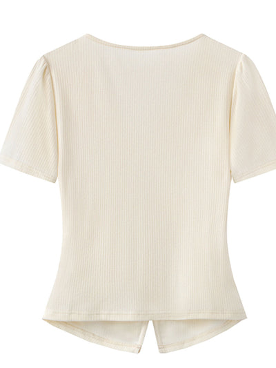 Trinity Vintage V-Neck Mesh Stitching Top