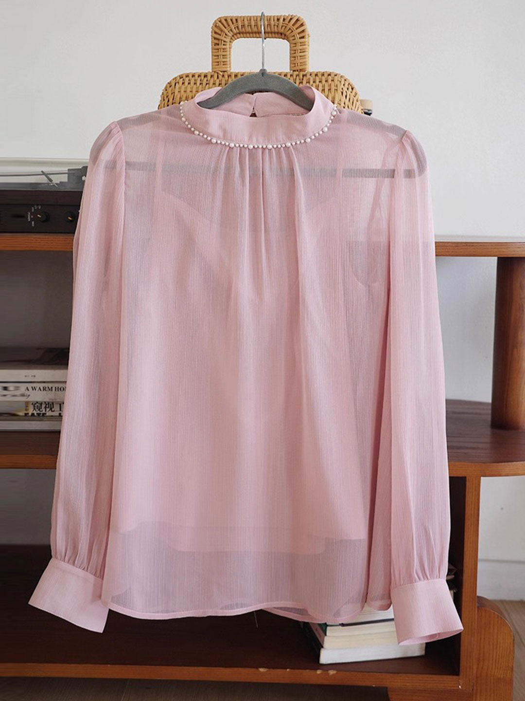 Claire Elegant Solid Color Pearl Top