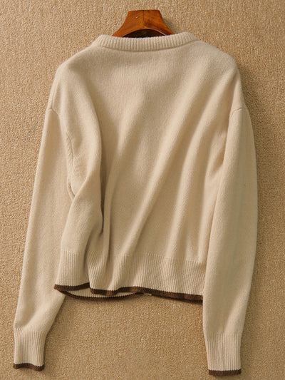 Aurora Vintage Crew Neck Cotton knitted Cardigan