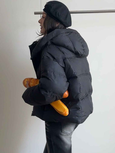 Addison Loose Solid Color Winter Hooded Coat