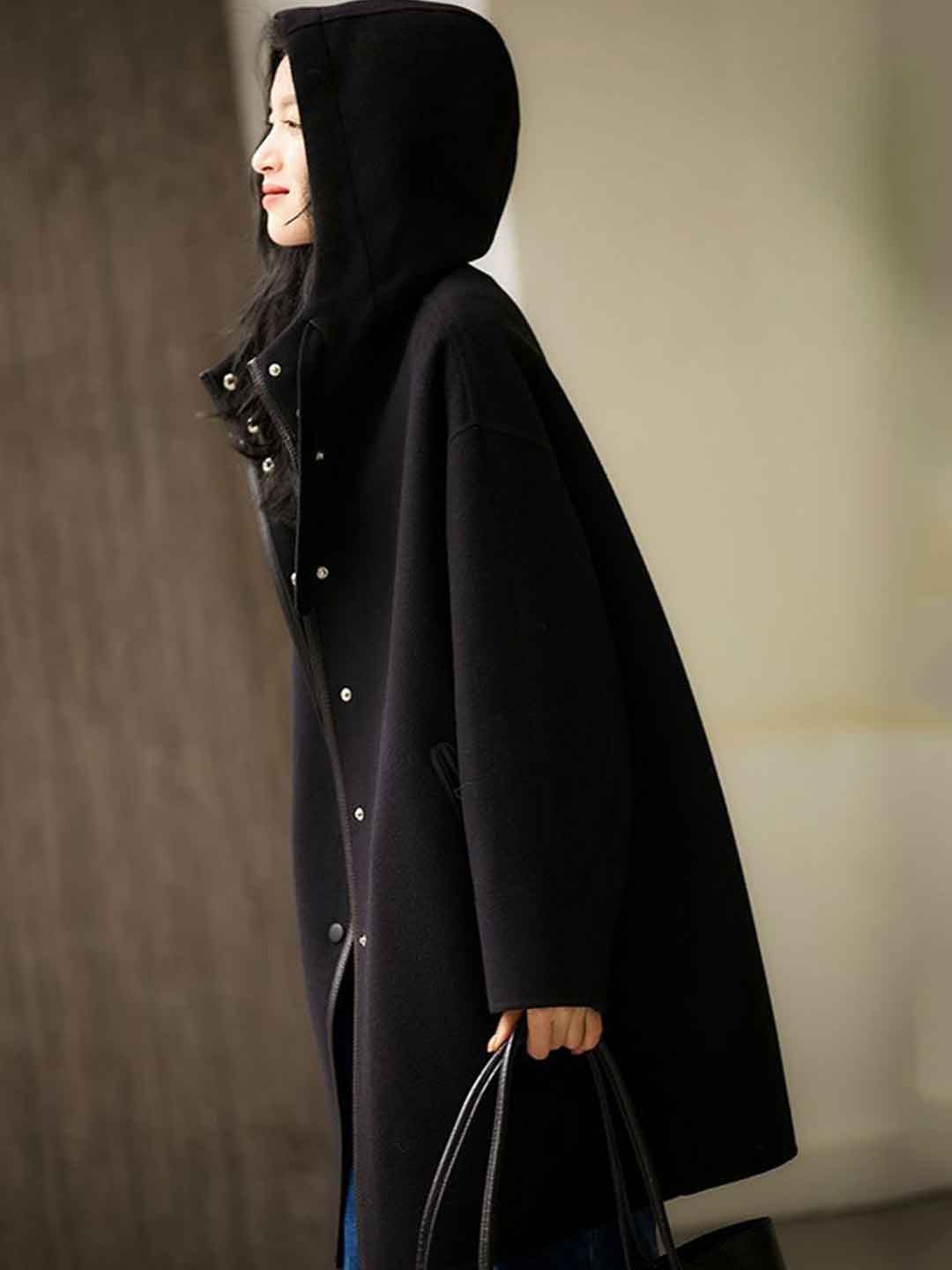 Grace Casual Hooded Solid Color Trench Coat