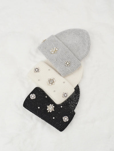 Rhinestone Fur Beanie
