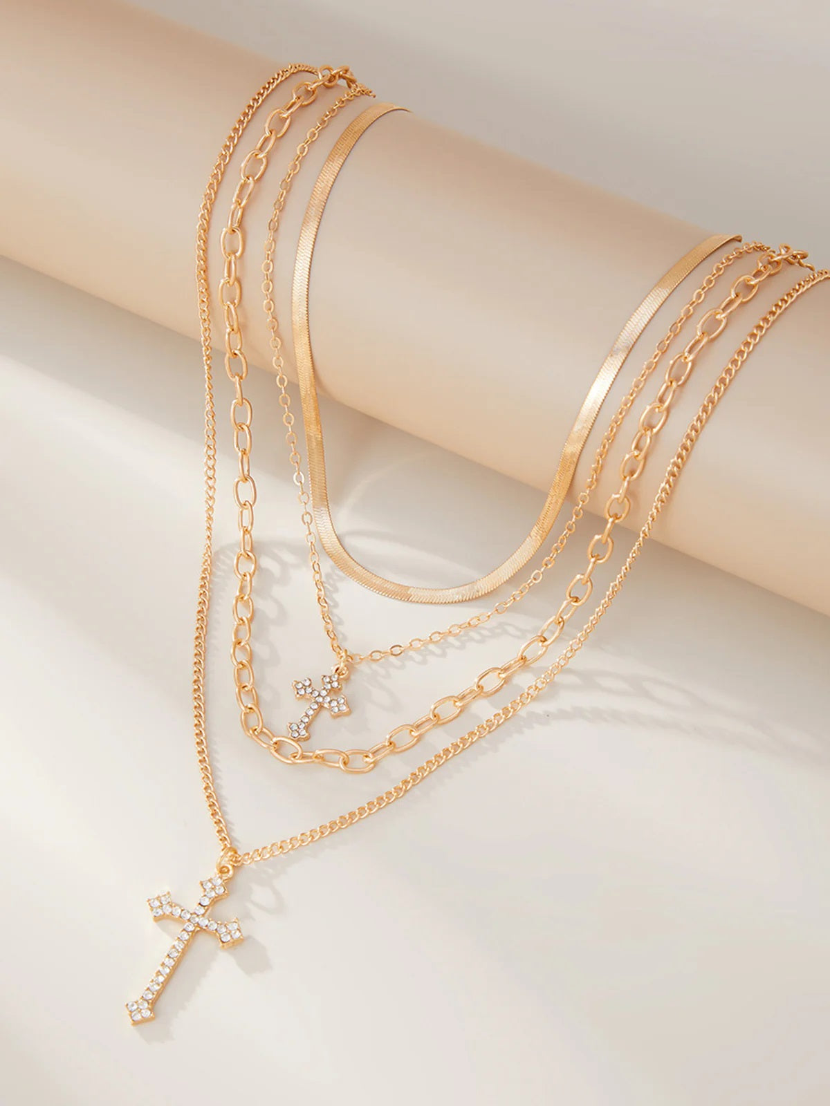 Cross Pendant Layered Necklace