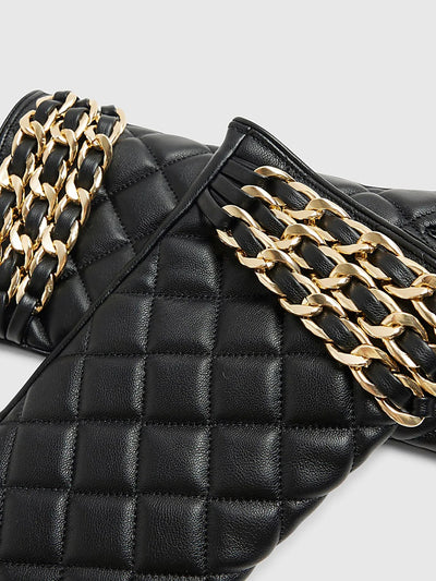 Metal Chain PU Leather Gloves