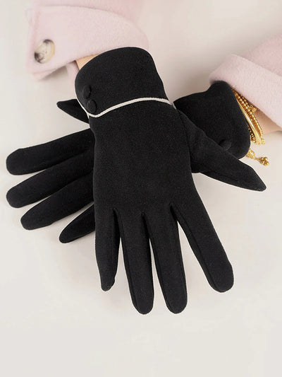 Contrast Button Gloves