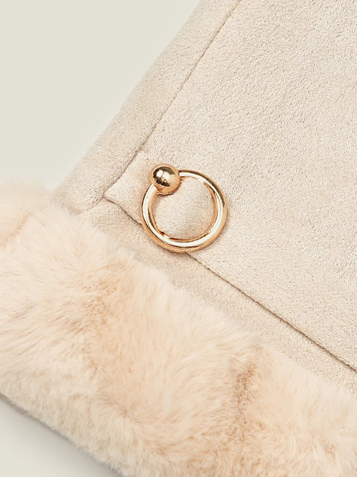 Suede Effect Fur Gloves