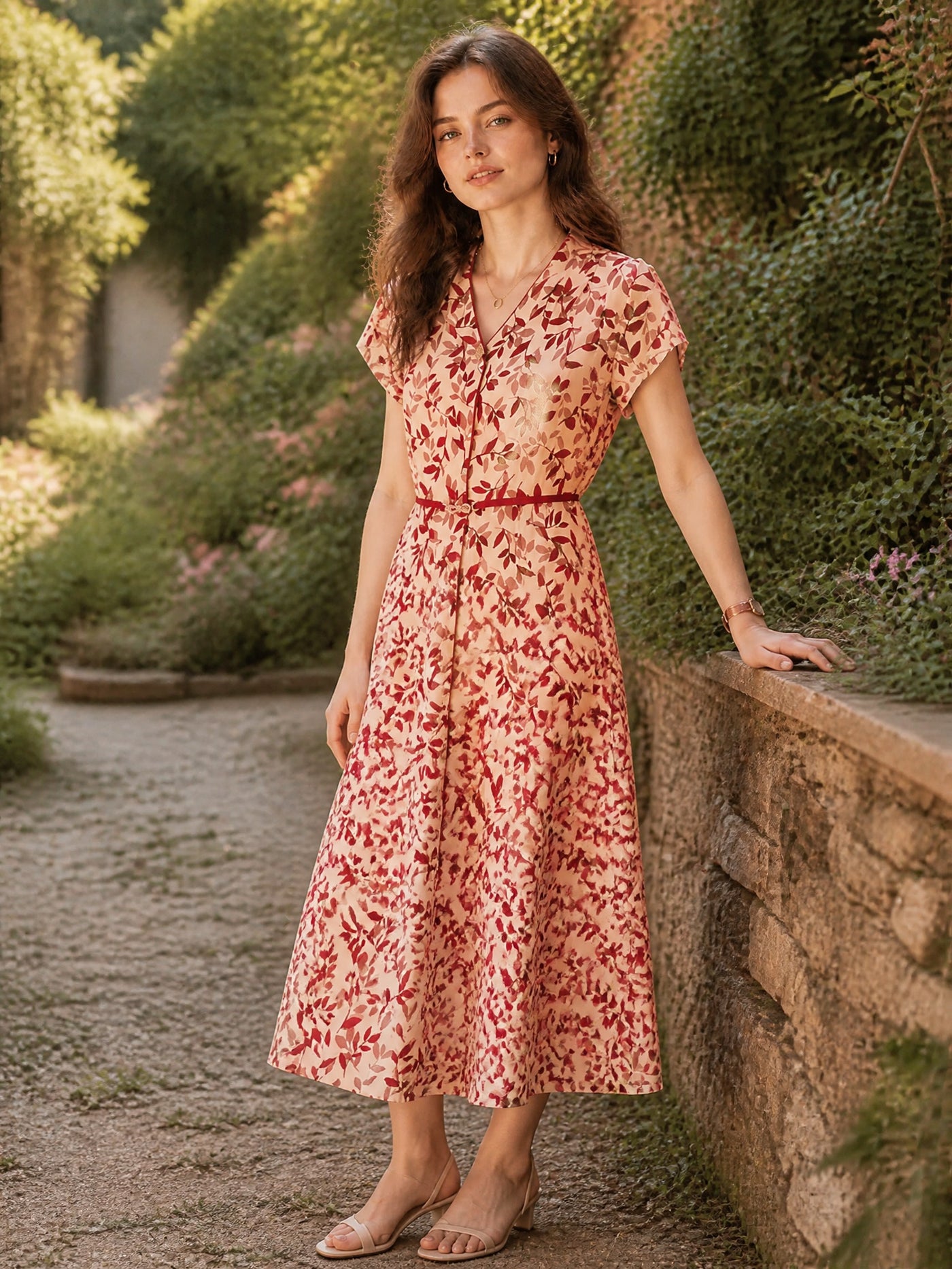 abigail chiffon dress Abigail Daily V-Neck Printed Chiffon Dress