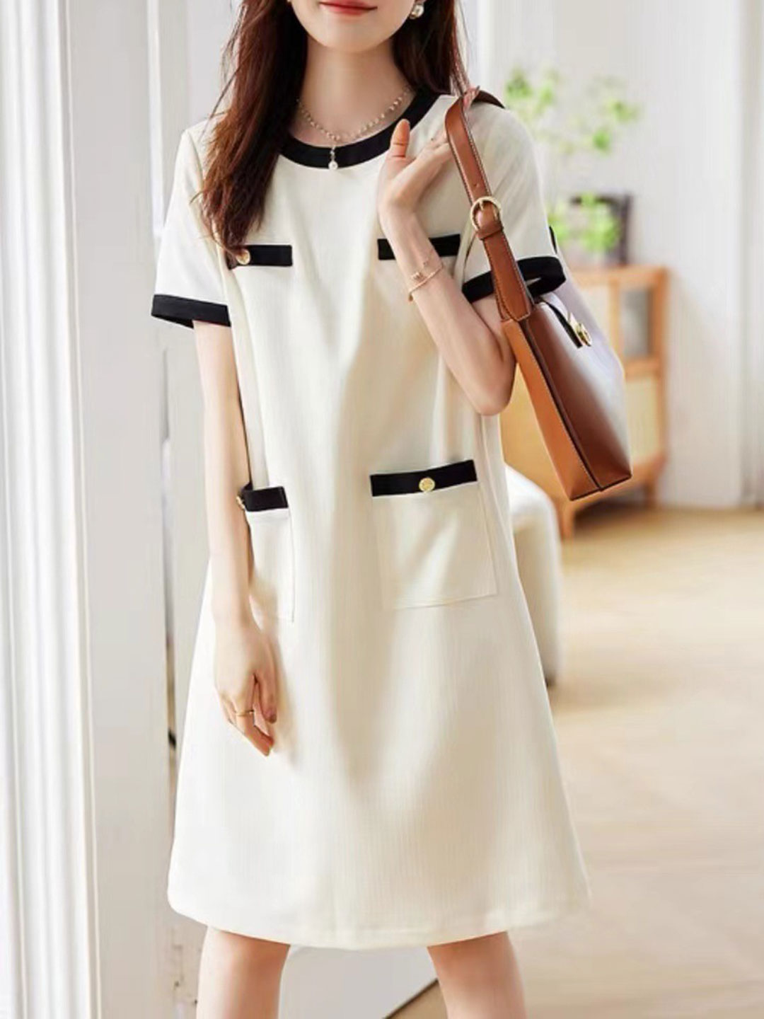 Brianna Elegant Round Neck A-line Dress