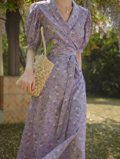 Amy Vintage Floral Puff Sleeve Maxi Dress