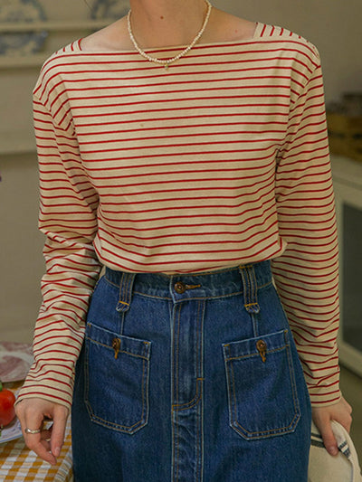Irma Vintage Style Striped Cotton T-shirt