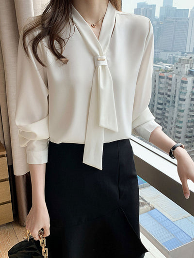 Abigail Elegant Long Sleeve Chiffon Shirt