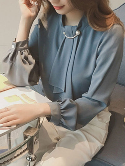 Irene French Style Lantern Sleeve Chiffon Shirt