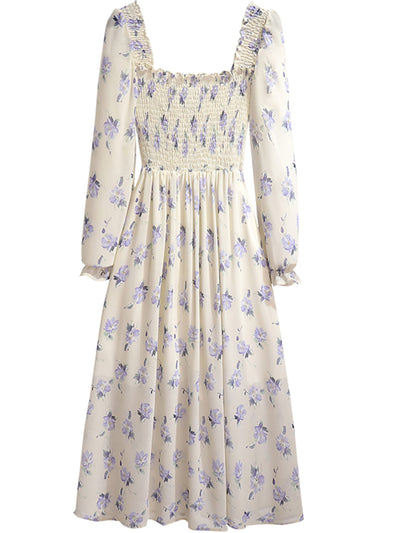 Zoey Retro Chiffon Printed Floral Dress