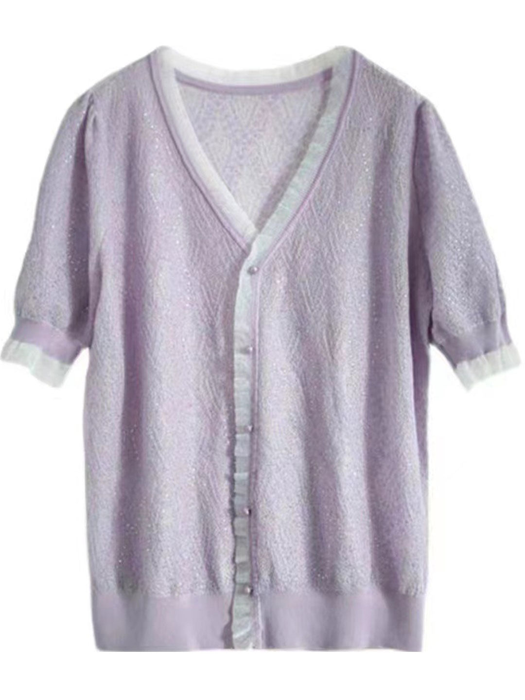 Kayla Elegant V-neck Auricular Knitted Sweater-Purple