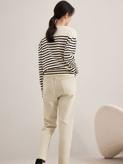 Zoe Casual Striped Crew Neck Knitted Top