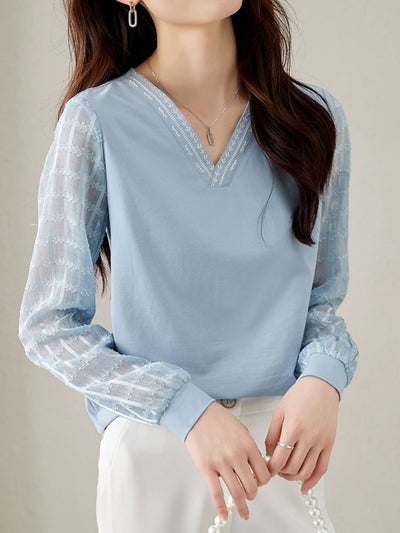 Maria Casual V-neck Loose Chiffon Shirt Top