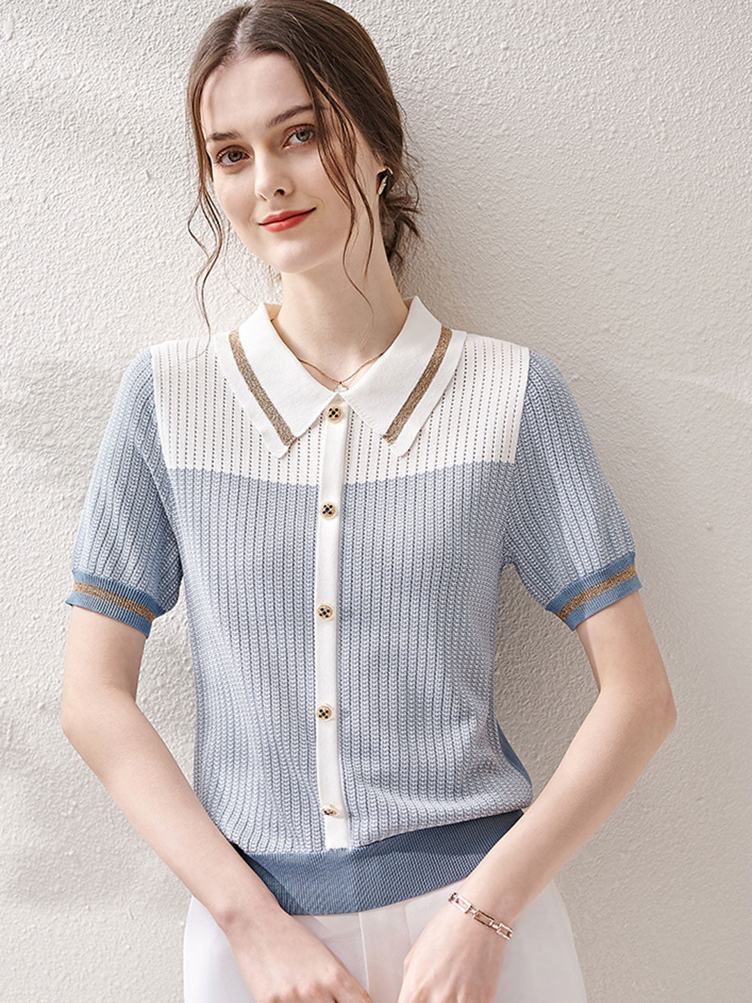 Lauren Classic Stitching Loose Knitted Sweater Top-Pink