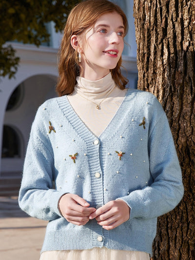 Valeria V-neck Embroidered Cardigan