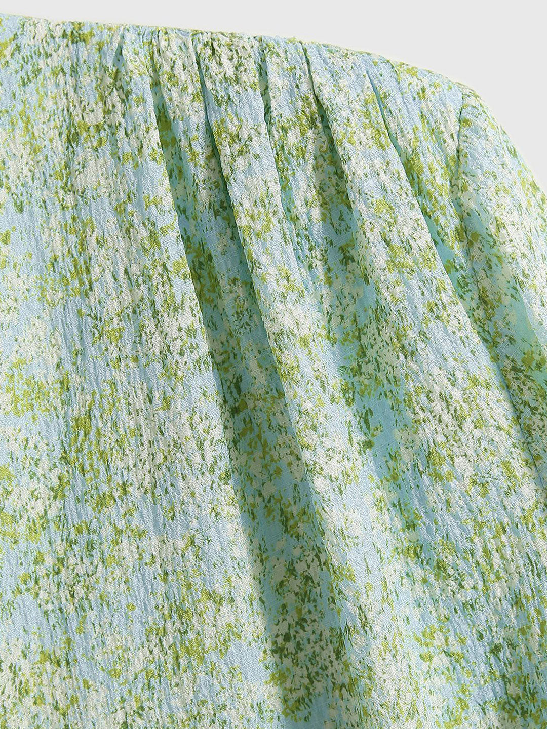 Molly Printed Green Floral Chiffon V-neck Shirt