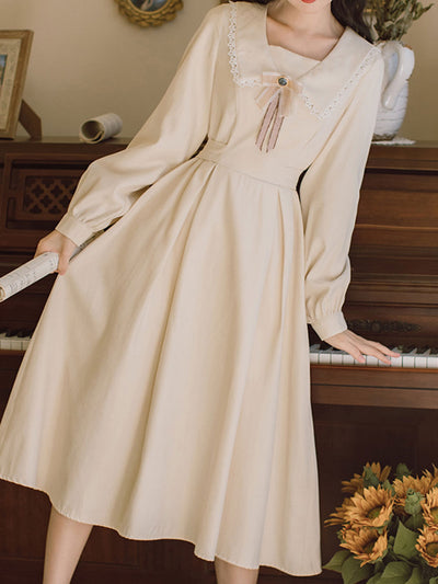 Andrea Elegant Lapel Bowknot Dress