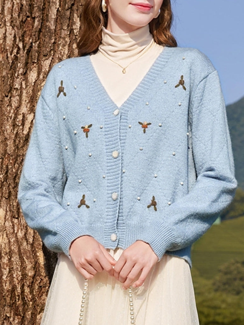 Valeria V-neck Embroidered Cardigan