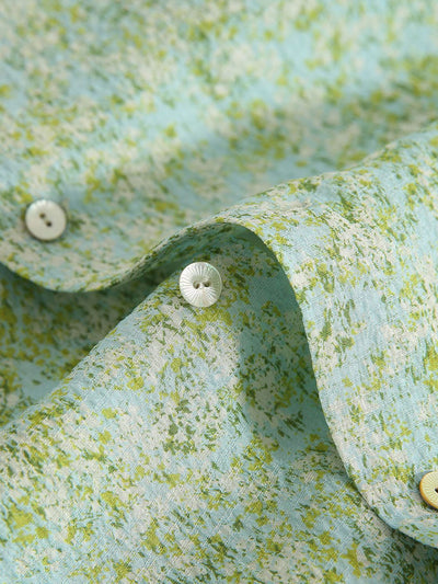 Molly Printed Green Floral Chiffon V-neck Shirt