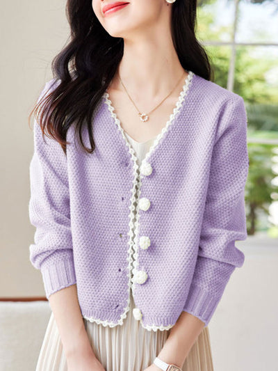 Ava French Style Waffle Knitted Cardigan Sweater