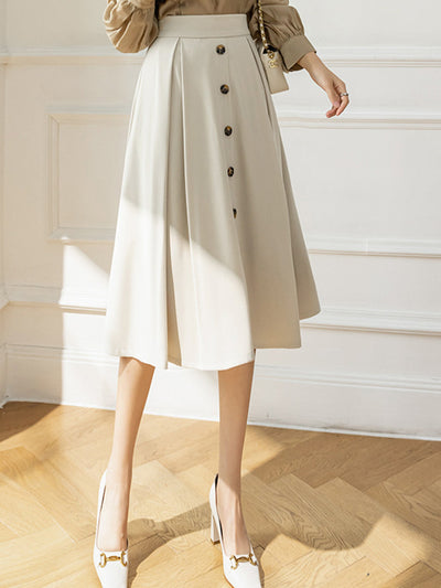 Caroline Elegant High Waist A-line Skirt