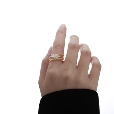 Baroque Gold Foil Natural Real Pearl Multilayer Ring